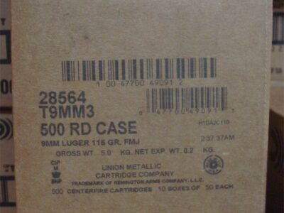 9MM 1000 Remington FMJ Range 9 mm 115 gr T 3 Factory NEW Amm