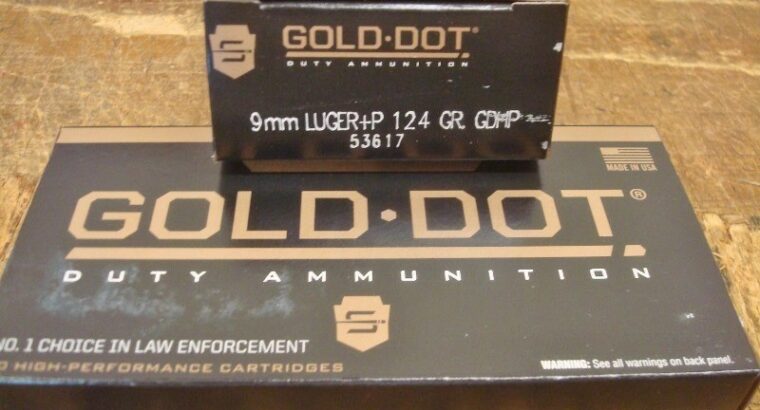 1000 Speer 9mm Gold Dot 124 gr +P GDHP 9 mm ammunition 53617